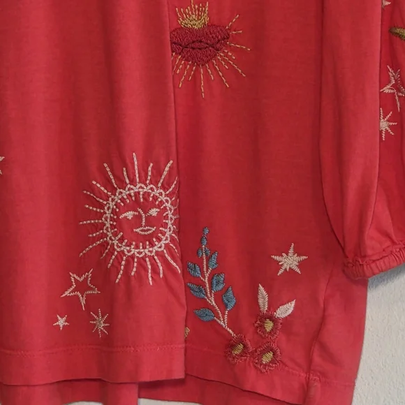 Johnny Was Red Embroidered Top - Picture 3 of 8